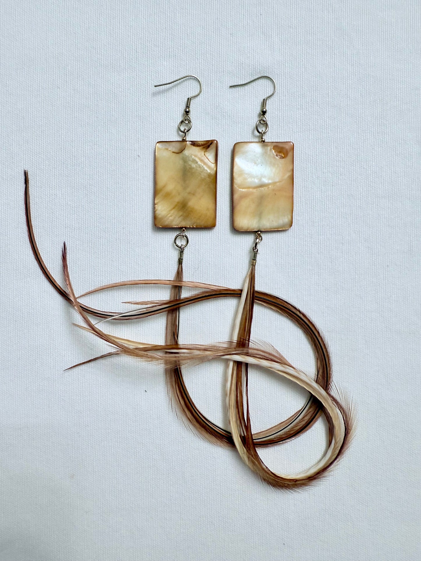 Honey Drop Feather + Stone Earring Set