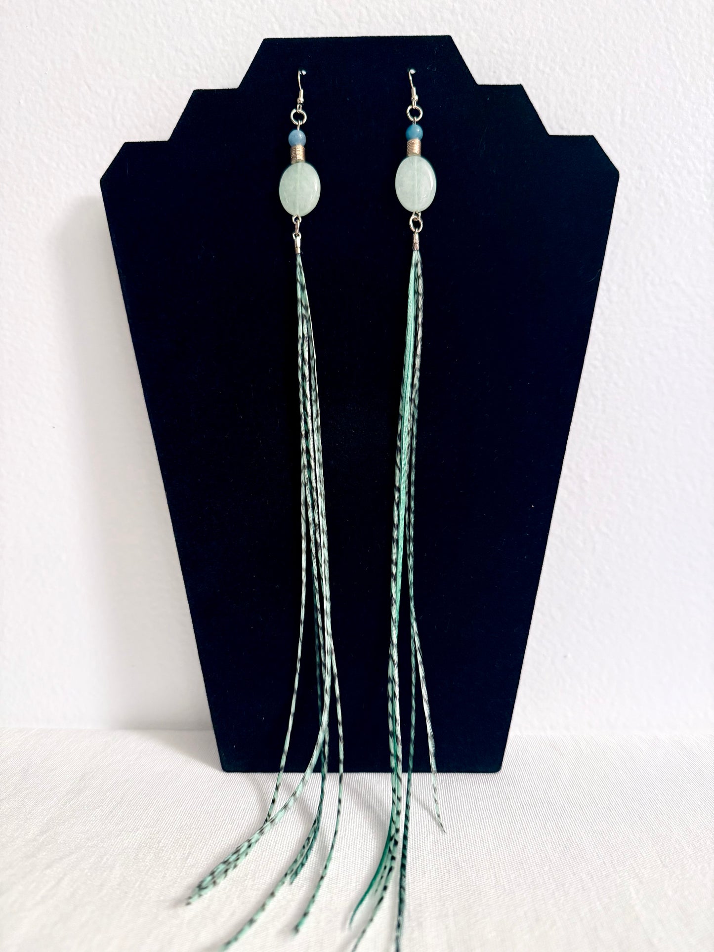 Serene Aventurine Feather + Stone Earring