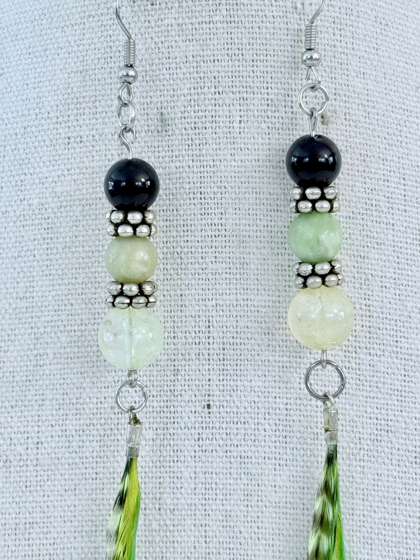 Lemons & Limes Feather + Stone Earring Set