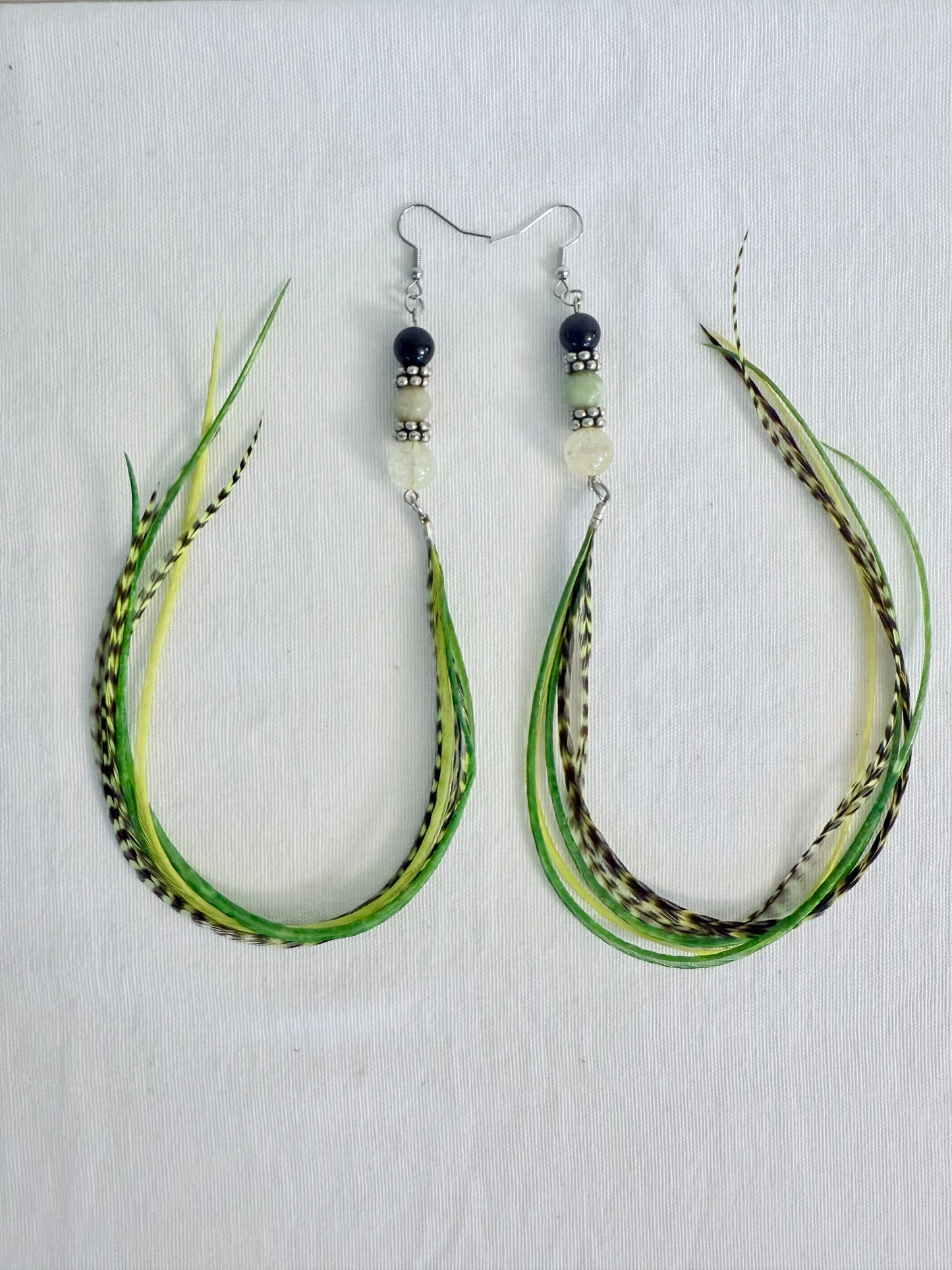 Lemons & Limes Feather + Stone Earring Set