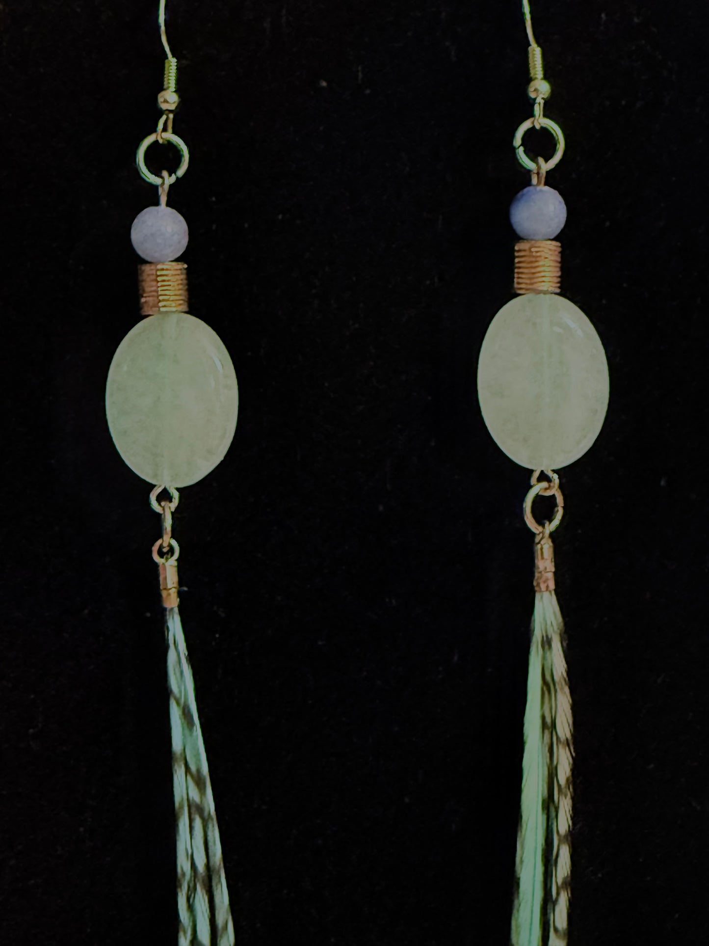 Serene Aventurine Feather + Stone Earring