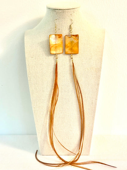 Honey Drop Feather + Stone Earring Set