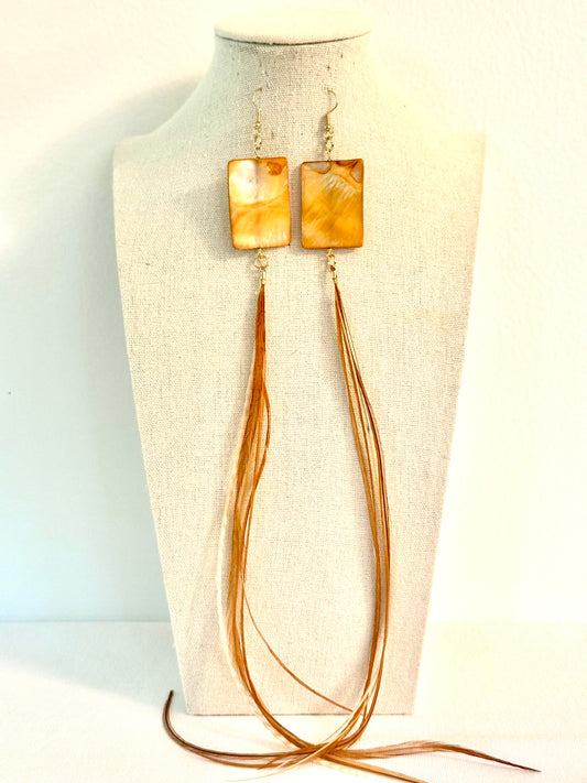 Honey Drop Feather + Stone Earring Set