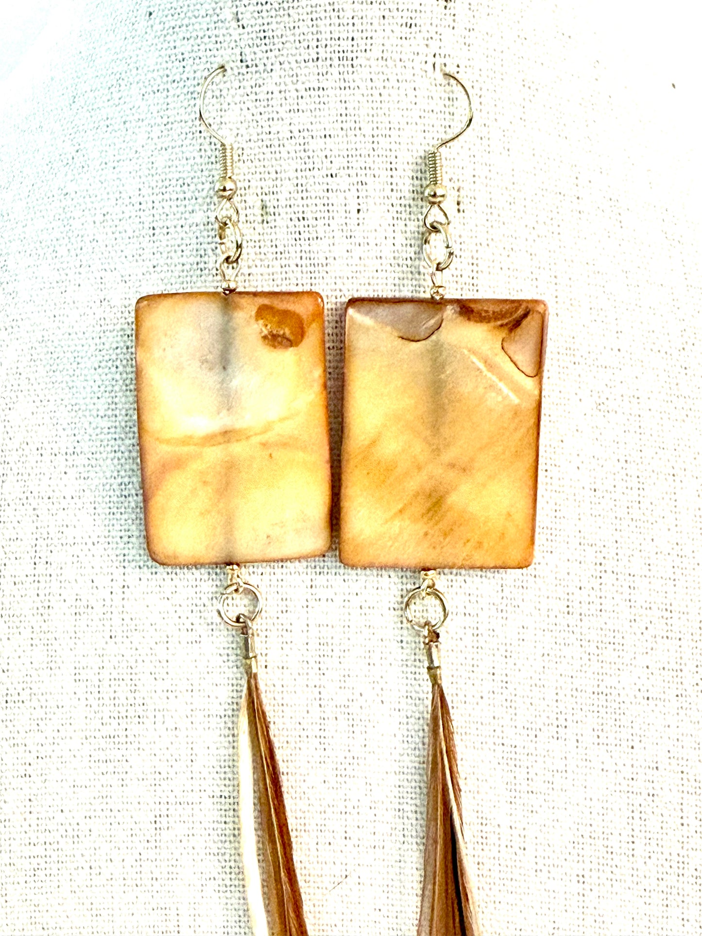 Honey Drop Feather + Stone Earring Set
