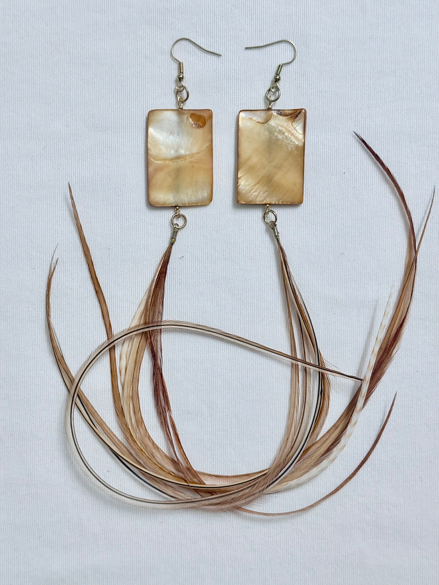 Honey Drop Feather + Stone Earring Set