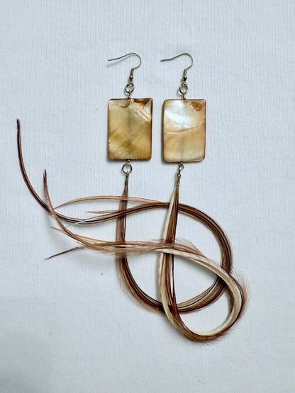 Honey Drop Feather + Stone Earring Set