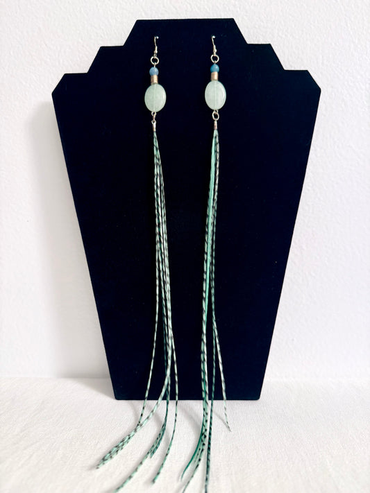 Serene Aventurine Feather + Stone Earring