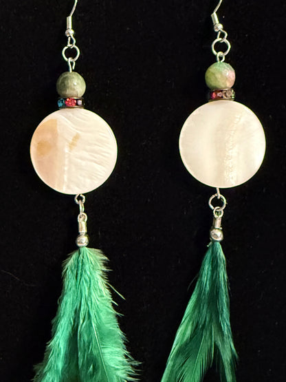 Miss Boho Feather + Stones Earring Set
