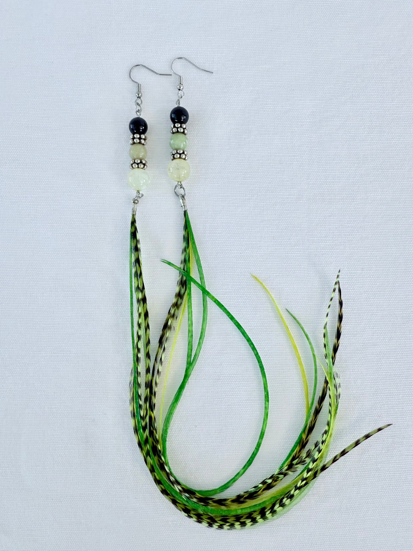 Lemons & Limes Feather + Stone Earring Set
