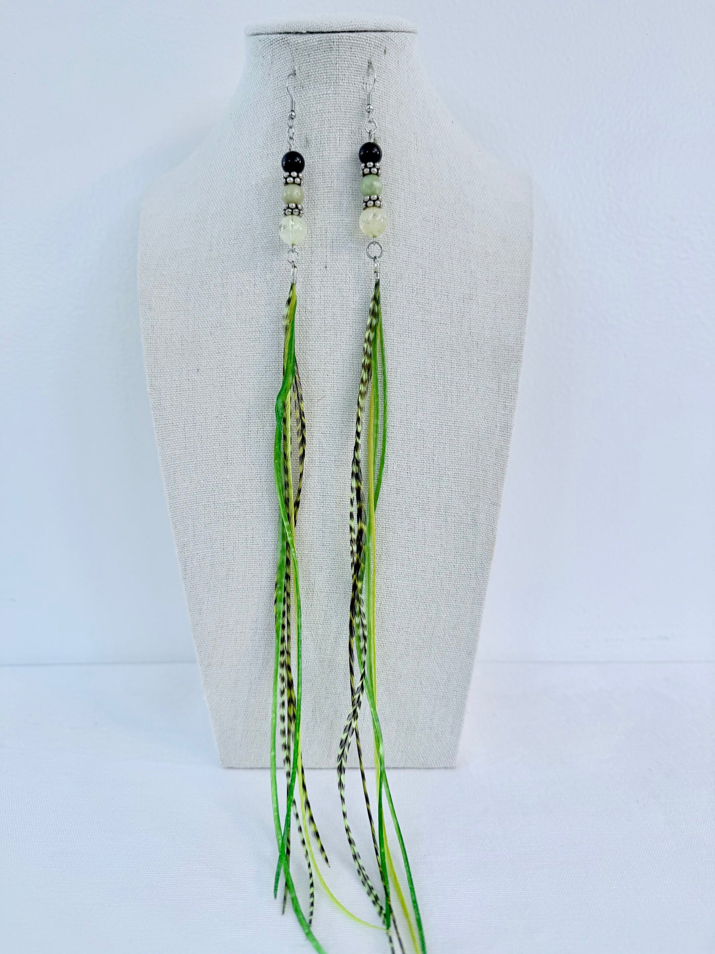 Lemons & Limes Feather + Stone Earring Set