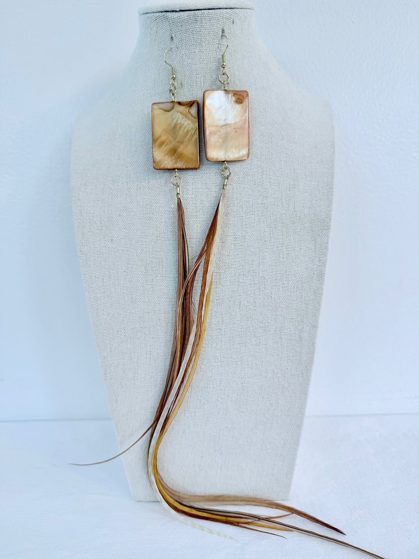 Honey Drop Feather + Stone Earring Set