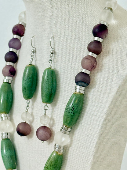 The Iris Pendant Necklace and Earring Set