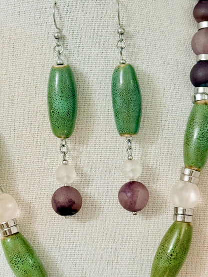The Iris Pendant Necklace and Earring Set