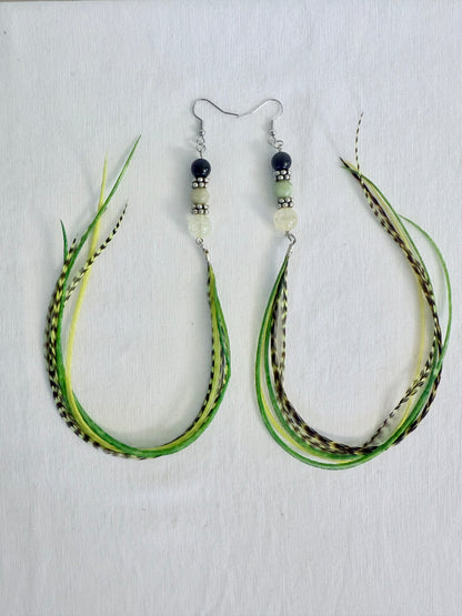 Lemons & Limes Feather + Stone Earring Set