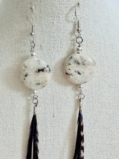 The Luna Feathers & Stones Earring Set