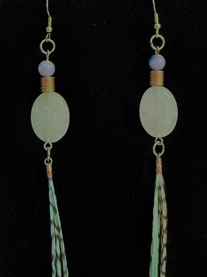 Serene Aventurine Feather + Stone Earring