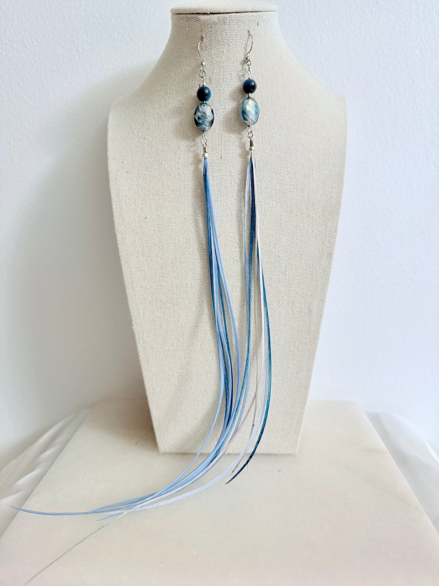 The Tethys Feather & Stones Earring Set
