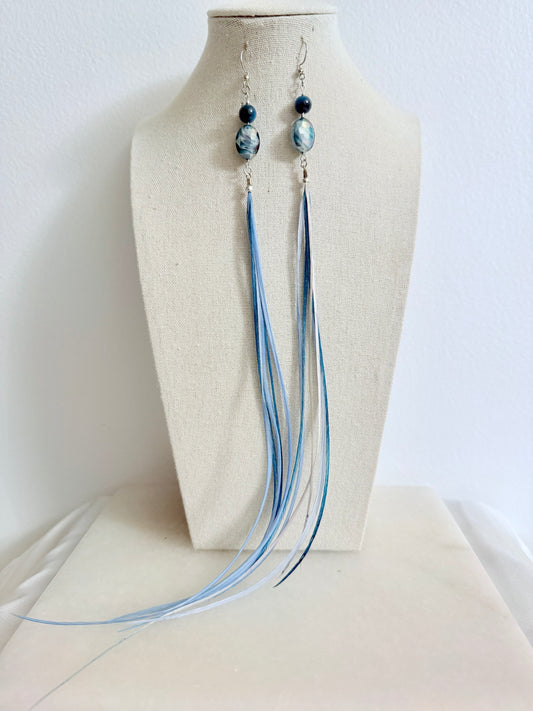 The Tethys Feather & Stones Earring Set