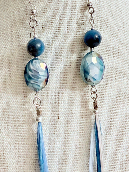 The Tethys Feather & Stones Earring Set