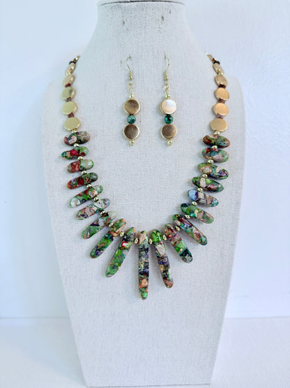 The Aranyani Bib Necklace and Earring Set