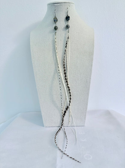 The Aurora Feather & Stones Earring Set