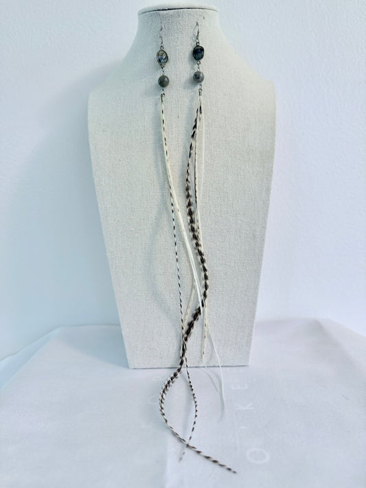 The Aurora Feather & Stones Earring Set