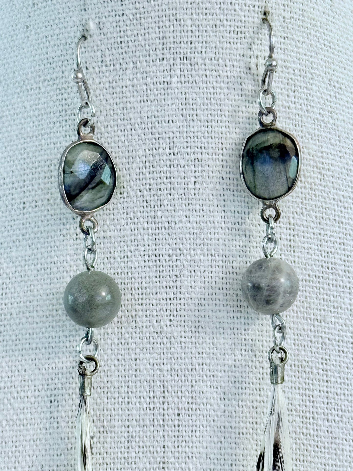 The Aurora Feather & Stones Earring Set