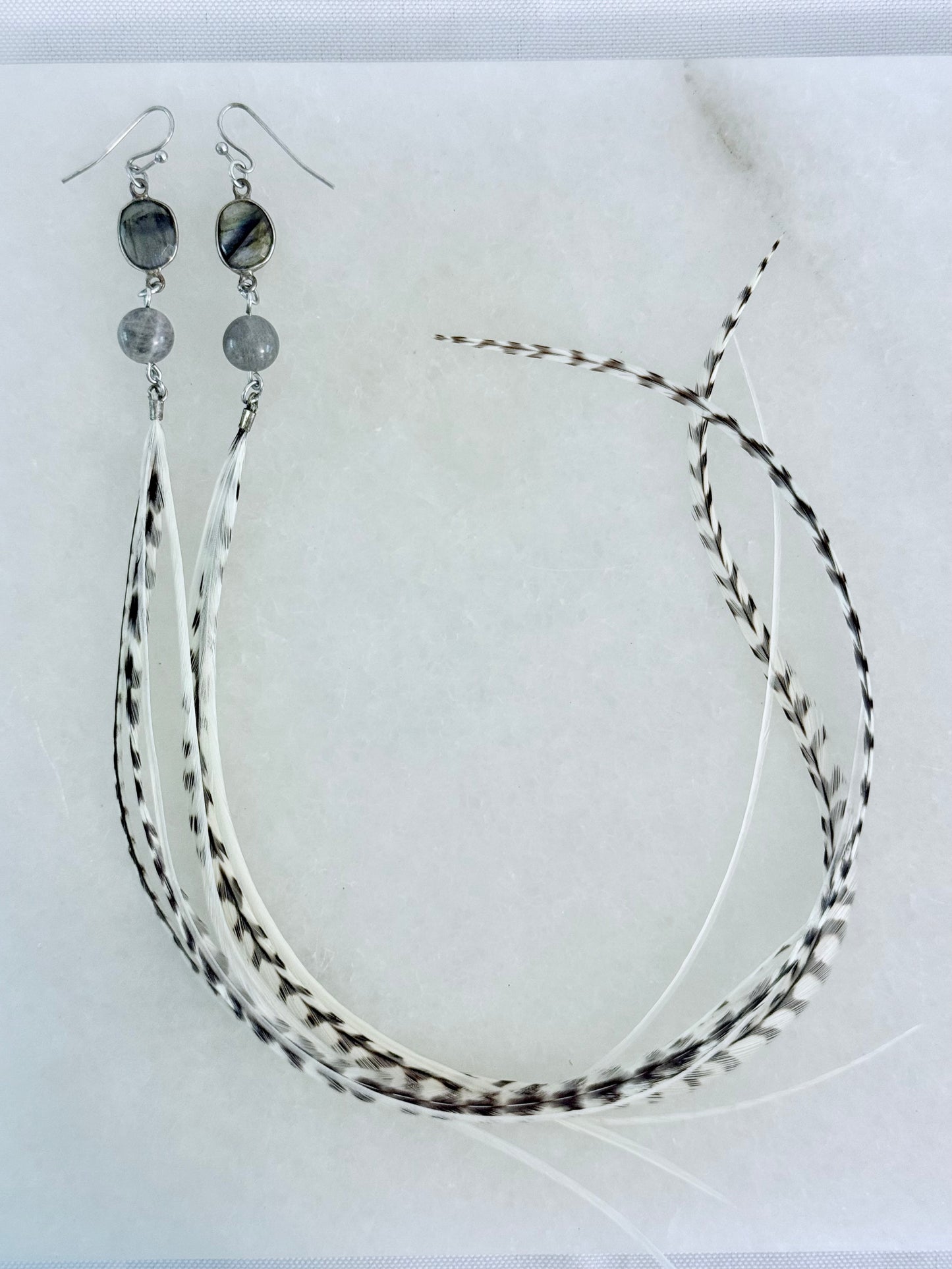 The Aurora Feather & Stones Earring Set