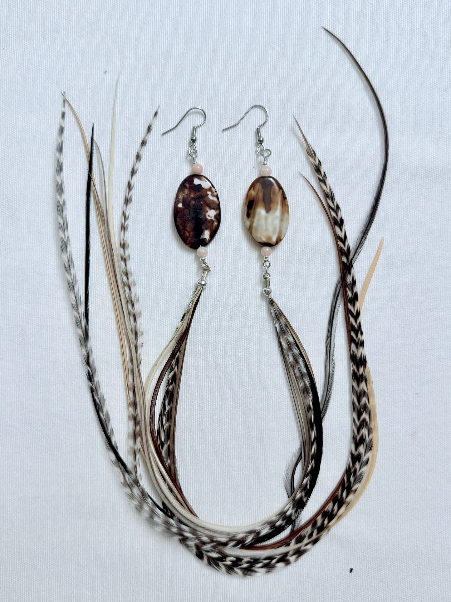 The Epona Feather & Stones Earring Set