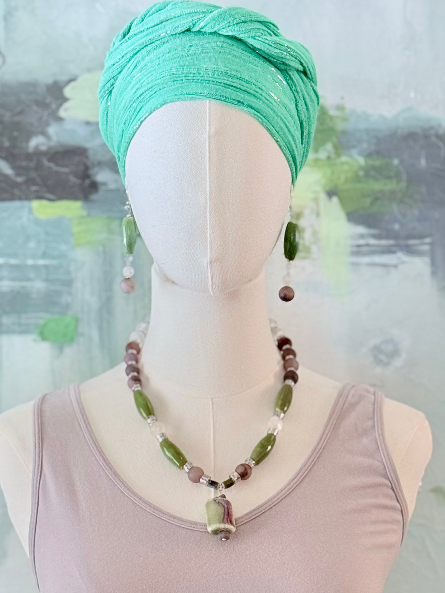 The Iris Pendant Necklace and Earring Set