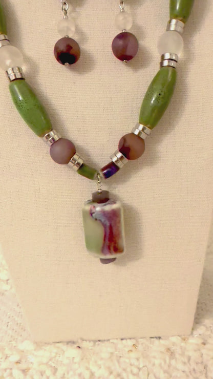 The Iris Pendant Necklace and Earring Set