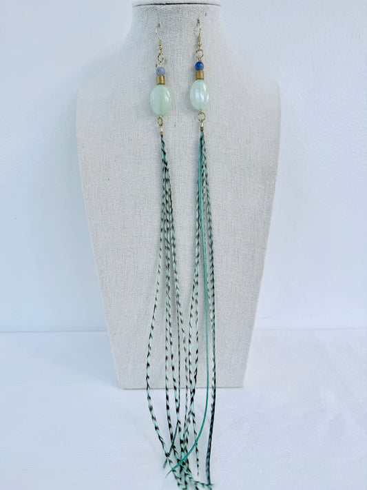 Serene Aventurine Feather + Stone Earring