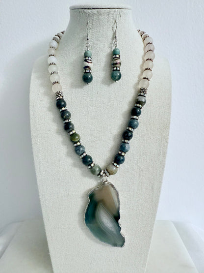 The Verdantia Pendant Necklace and Earring Set